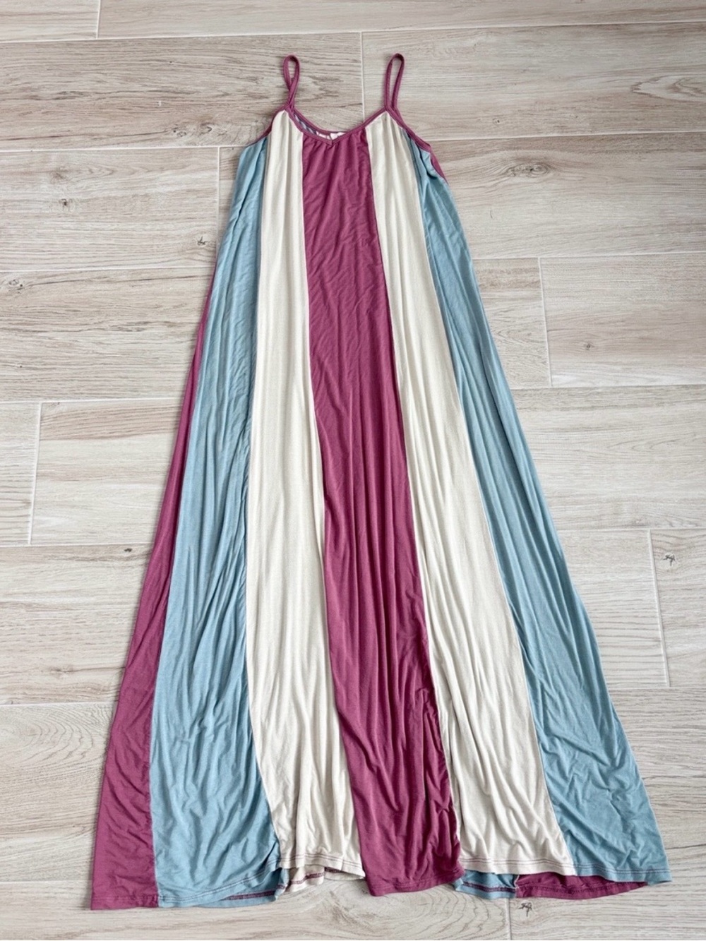 Adora Striped Maxi Dress Mauve Blue Cream Size Large